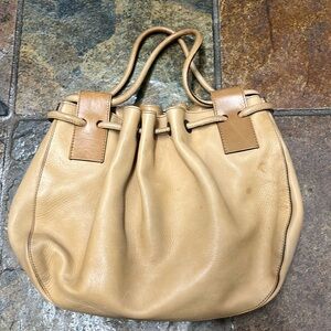 Gucci brown leather bag with pouch attached